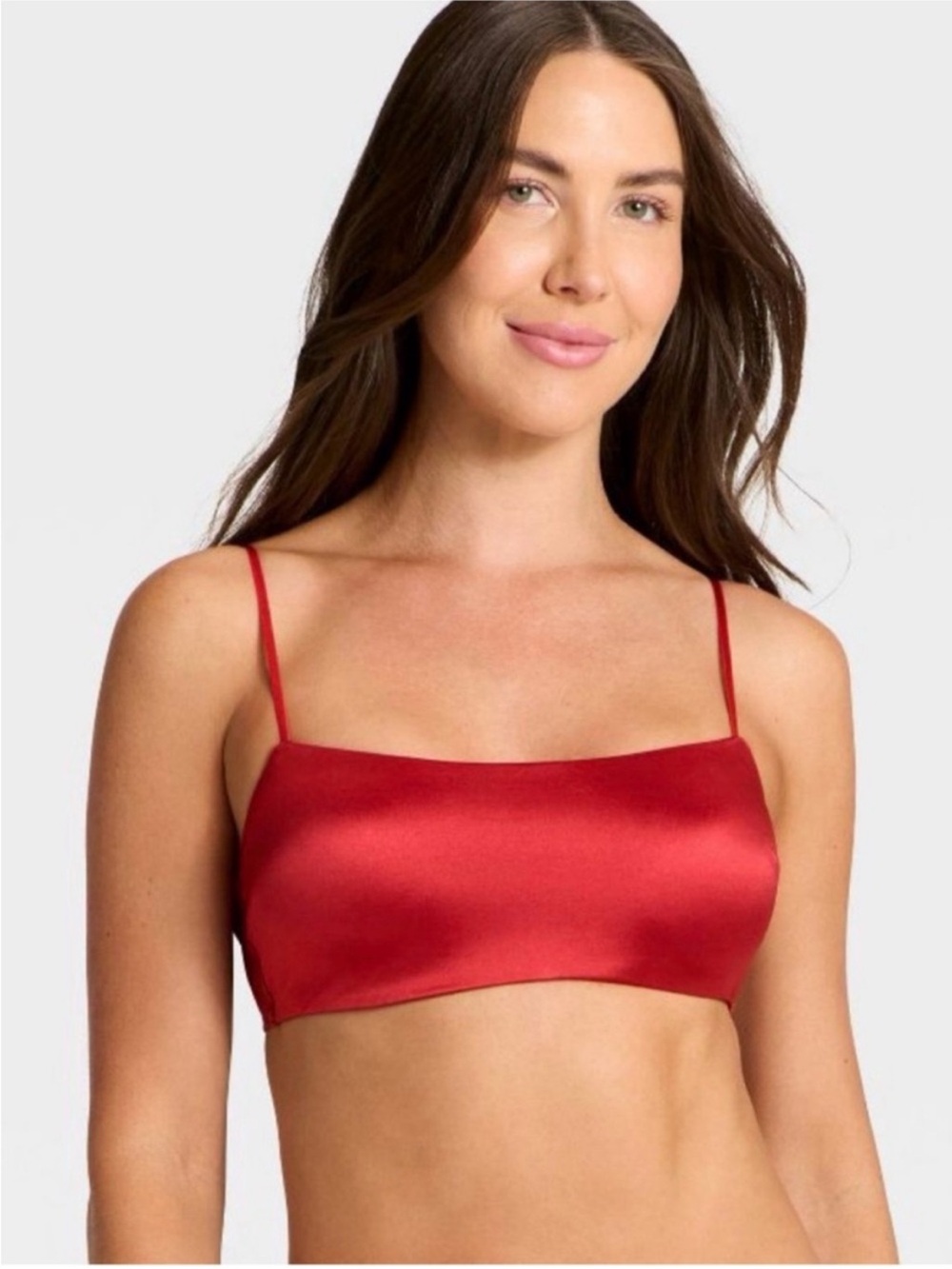 Auden Satin Unlined Scoop Neck Bralette Rich Red Various Sizes | NWT - Picture 2 of 10